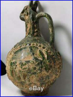 12th13th century Ceramic Glazed Islamic Rare Ewer With Cows 26x13 cm