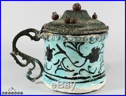 13th Century Islamic Ottoman Turkish Raqqa Pottery Tankard / Dallah Coffee Pot