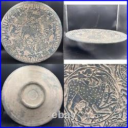 13th century Arab sassan earthenware pottery calligraphic big plate size 30 cm