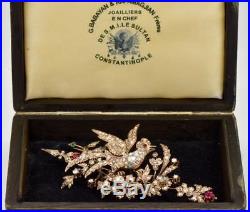 $15000 antique 19th Century Ottoman 9k gold&10ct Rose Cut Diamonds Brooch. Boxed