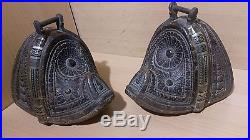 16# Old Antique Islamic / Ottoman / Persian Carved Horse Wood Stirrups Iron