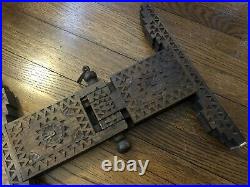 18D Brass Carved Wood Folding Tray Tea Table Turkey Turkish Morocco Hanging