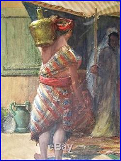 1906 ANTIQUE painting Charles Sieber Oregon MIDDLE EASTERN MARKET orientalist