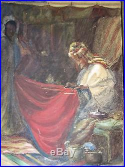 1906 ANTIQUE painting Charles Sieber Oregon MIDDLE EASTERN MARKET orientalist
