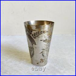 19c Vintage Islamic Calligraphy Kalma Mosque Carved Tumbler Brass Collectible