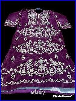 19th ANTIQUE OTTOMAN TURKISH METALLIC HAND EMBROIDERED DRESS