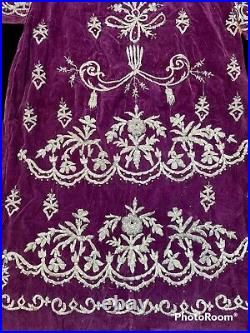 19th ANTIQUE OTTOMAN TURKISH METALLIC HAND EMBROIDERED DRESS