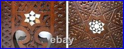 19th C Antique Syrian Hand Carved Octagonal Wood Tea Table/mother Of Pearl Inlay