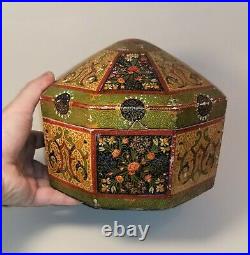 19th C Large Paper Mâché Turban Box-Persian/Mughal/Qajar/Islamic/Indian/Turkish
