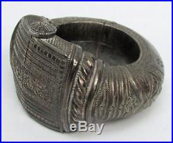 19th CENTURY INDIA SILVER ANTIQUE LARGE HEAVY ORNATE TRIBAL BRACELET ANKLET