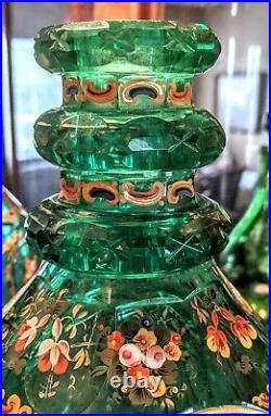 19th Century Bohemian Persian Islamic Cut Glass Enameled Gilt Decanter 10 1/2