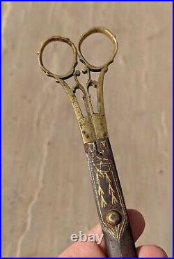 19th Century Ottoman Gold damascened Calligraphers Scissors Turkey