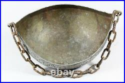 19th Century Persian Tinned Copper Kashkul Begging Bowl