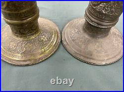 19th Century qajar Brass Torch Stands Set