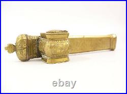 19th c Antique Middle East Brass Qalamdan Scribes Traveling Inkwell Pen Case