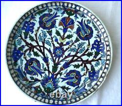 19th c. Antique Ottoman Empire Islamic Turkey Kutahya Ceramic Pottery Dish Rare