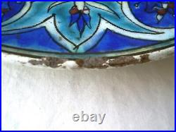 19th c. Antique Ottoman Empire Islamic Turkey Kutahya Iznik Pottery Dish Plate
