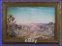 19thC Antique PAUL PASCAL Bedouin Arabs Orientalist Gouache Watercolor Painting