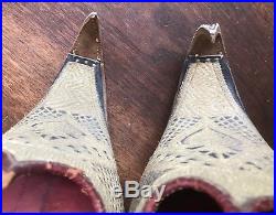 19thC Persian Turkish Ottoman Empire Embroidered Slippers Shoes Antique Moroccan