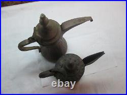 2 ANTIQUE Dallah 7 & 9 Tall Antique Islamic Arabic Copper and Brass Coffee Pot