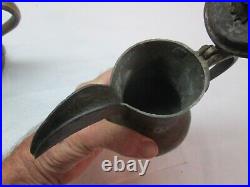 2 ANTIQUE Dallah 7 & 9 Tall Antique Islamic Arabic Copper and Brass Coffee Pot