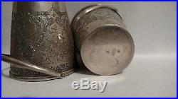 2 Vintage pair of decorated buckets with swing handles Persian silver Middle East