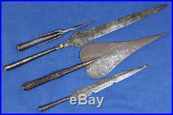 2 antique Islamic Tuareg spearheads + 2 Congolese spearheads 19th early 20th