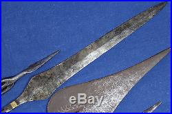 2 antique Islamic Tuareg spearheads + 2 Congolese spearheads 19th early 20th