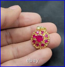 20k Gold Over Silver Beautiful Top Quality Natural Red Ruby Gemstone Pendant