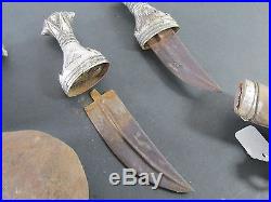 3 Antique Solid Silver Omani Khanjar Jambiya Daggers