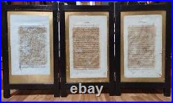3 Panels Framed Antique Persian Miniature Paintings