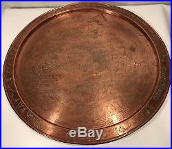 33 EGYPTIAN COPPER TRAY SYMBOLS HEAVY HAMMERED 10 Lbs. Antique