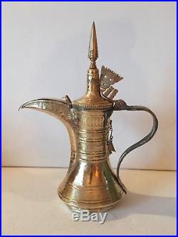33 cm NIZWA Brass Antique Dallah islamic art Coffee Pot Bedouin fine pattern