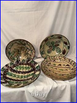 4 Antique Middle East Bowl Earthenware Islamic 19th Century Glazed