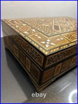 4 Pc. Luxury 1900's Syrian Damascus Inlaid Jewelry Box & Frame Set Rare & Unique