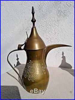 4 Vintage Engraved Brass Dallah Middle Eastern Arabic Coffee Pots