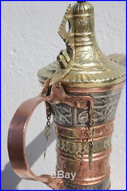 43,5 cm giant size Antique Nizwa Coffee Pot Arabic Islamic Bedouin Dallah RARE