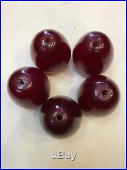 5 Antique islamic Cherry Amber bakelite Hookah Mouthpieces Beads Pipe 105 grams