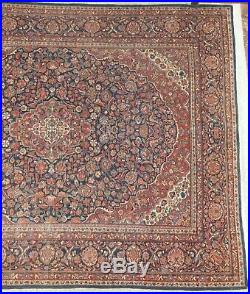 89x122 RUG HAND KNOTTED WOOL ORIENTAL Antique Blue Red Handmade Floral 7'x10ft