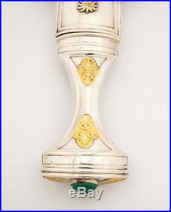 A Royal Saudi Arabian Silver and Silver-Gilt Jambiya Khanjar Dagger, Malachite