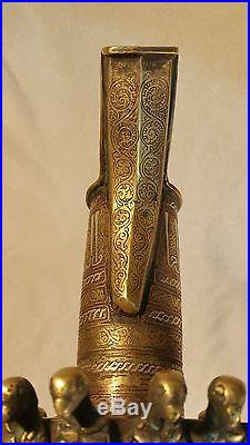 ANCIENT LARGE BRONZE with SILVER & COPPER Inlay PITCHER Seljuk Style Khurasan