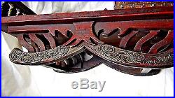 ANTIQUE 19c MIDDLE EASTERN WOOD CARVED WRITING DESK MIRROR&GLASS MASAIK ORNATE