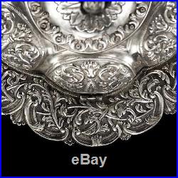 ANTIQUE 19thC OTTOMAN EMPIRE SOLID SILVER LIDDED DISH c. 1890