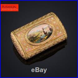 ANTIQUE 19thC SWISS 18K GOLD & ENAMEL SNUFF BOX, BAUTTE & MOYNIER, GENEVA c. 1810