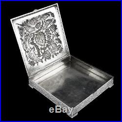 ANTIQUE 20thC PERSIAN SOLID SILVER LARGE REPOUSSE BOX, ISFAHAN c. 1900