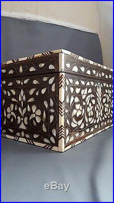 Antique Islamic Persian Syrian Ottoman Damascus Large Wooden Box M. O. P & Silver