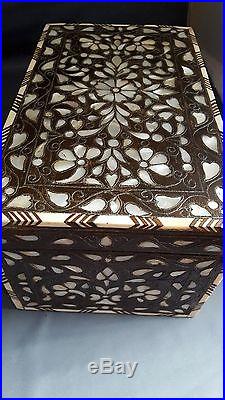 Antique Islamic Persian Syrian Ottoman Damascus Large Wooden Box M. O. P & Silver