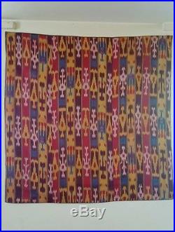 Antique Islamic Uzbekistan Persian Ikat Silk On Silk Fabric Wall Hanging 19th C