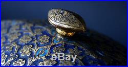 Antique Kashmir Enamel Sweet Container And Cover Islamic Mogul Persian Style