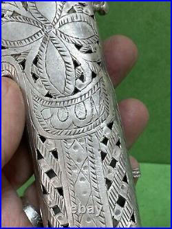 ANTIQUE MIDDLE EASTERN ARABIC SWORD Engraved SILVER Handel 57grams R7